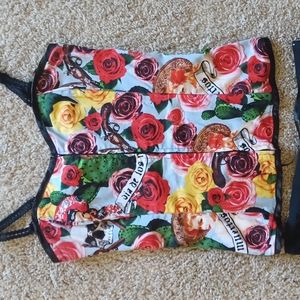 Women's Dia De Los Muertos, Front Zip GORGEOUS Corset, Size S